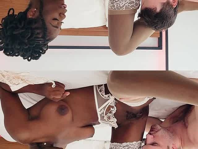 Cute Ebony Beauty Fucking Big White Cock