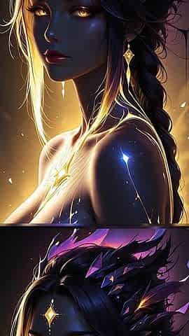 Void Empress Rising From Dark Matter with Golden Astral Threads Cosmic Fantasy Ai Art Slideshow