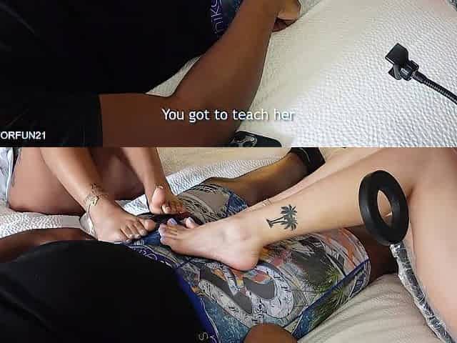 4 Feet Footjob - Female-dominant 1st Double - Pov2