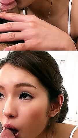 Skinny Asian teen caught masturbating and got blowjob