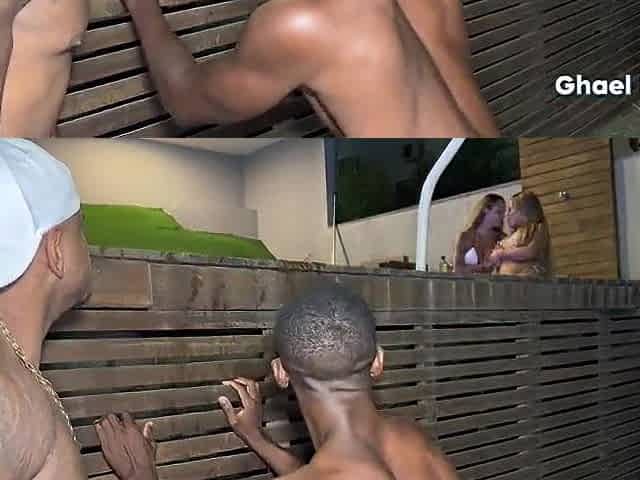 Blondes giving their twats to two ebony lads