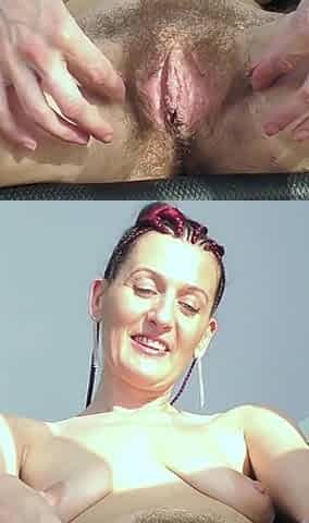 Squirting from dildo stockings hairy pussy masturbation