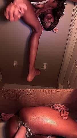 Black thot pounds cunt in roommates washroom