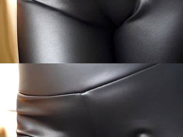 Spritz mir auf die Leder-Cameltoe-Fotze!!!!
