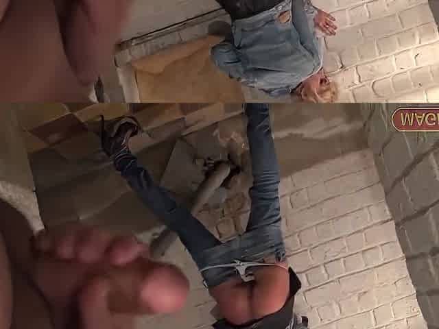 Short Haired Blonde Chick Gets Man Handled In The Cellar And Fucked In The Ass