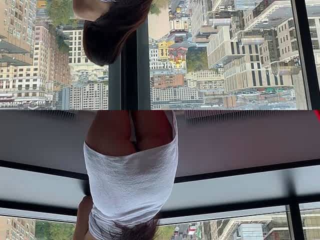 Young hot AMATEUR couple public fuck near the window with a
