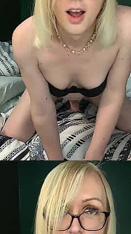 Golden-haired Large Penis Transgirl Screws Your Butt and Cums Hard