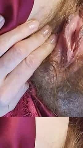 I Came Very Hard When I Was Jerking off My Clitoris, Very Hairy and Creamy Pussy, Hot MILF Masturbating