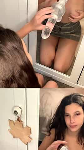 Lovely Amateur teen brunette masturbating outdoor