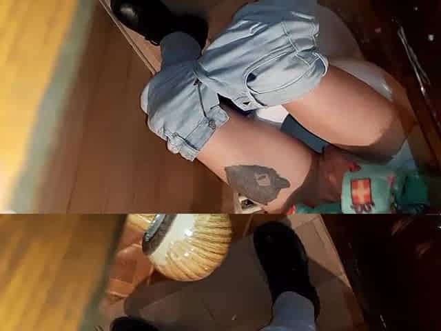 Risky public masturbation with a brunette hair stranger