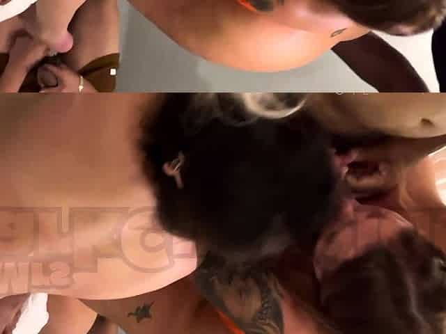 Interracial POV blowjob by exciting brunette girl