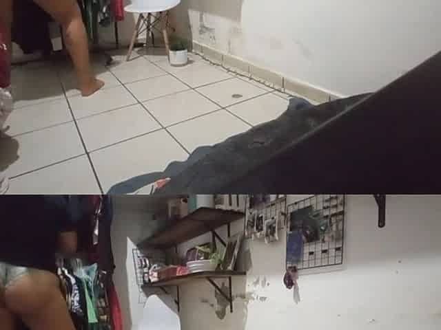 Big Ass Brunette Mexican Folding Clothes in Thong