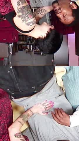 Young brunette with tattoos lets her black neighbor fuck her hard - His black cock is huge