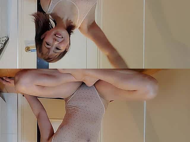 Japan Stretching in a Transparent Bodysuit