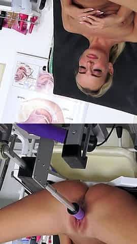 Hot Blonde Brought to Orgasm with Fucking Machine During Gyno Exam