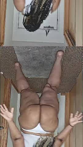 HOT EBONY FLOOZY CLAPPING HER OBESE BUTT IN WHITE UNDERWARE