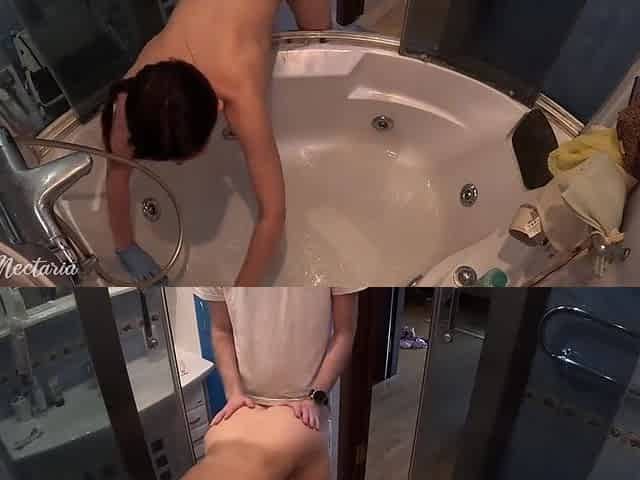 Grustina Nectaria And Verified Amateurs In She Was Trying To Clean The Bath, While I Was Fucking Her