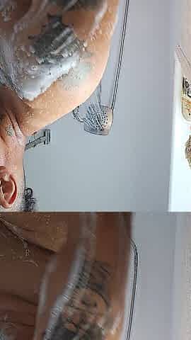Large Sexy Boy Bathing In The Shower and Shaving and Body
