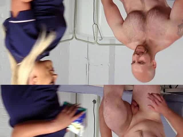 Muscled tiny cock dude got handjob