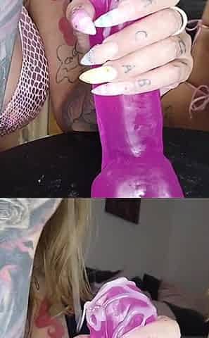 Handjob on Pink Dildo