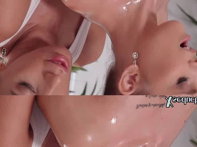 Bigtitted lez masseuse scissoring client