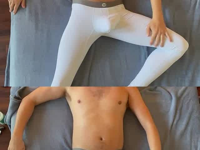 Rubbing my BULGE in my Silky White Tights