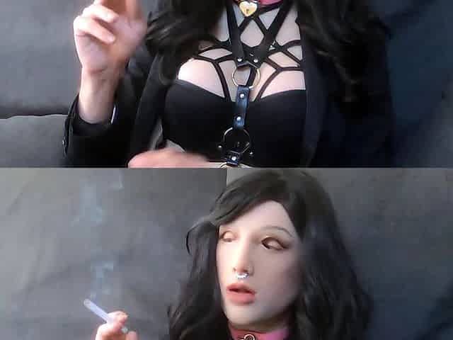 Smokin' whilst in female mask