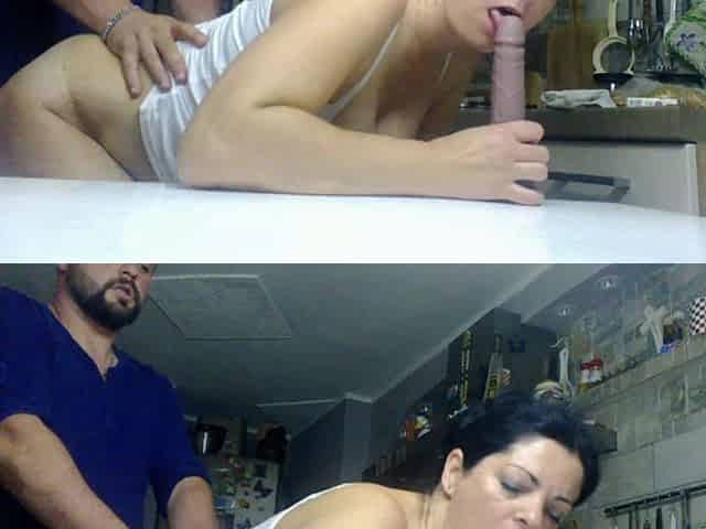 Hot MILF Rough Fucked While Sucking Dildo and Licking My Saliva
