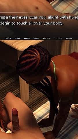 Hot Interracial Threesome with a Young Ebony Babe with a Perfect Black Ass & Her College Friends - Taboo University (steam Game)