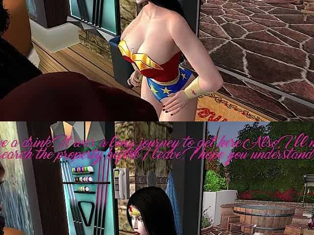 Second Life Ebony chap screws wonder woman