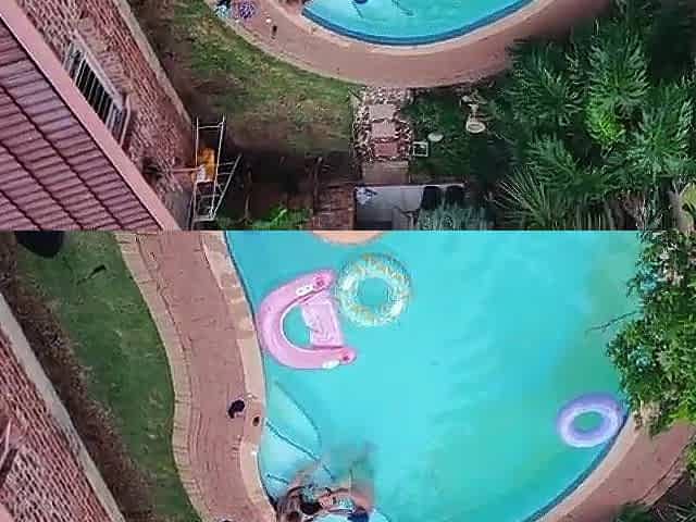 Flying around with my drone and the neighbours had an fuckfest in the swimming pool