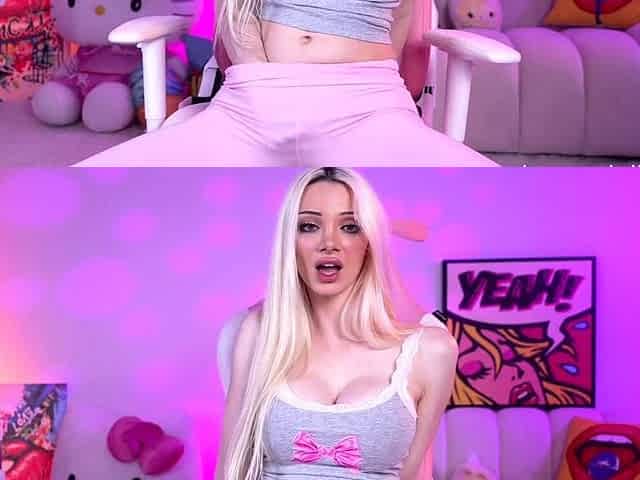 Masturbating busty blonde teen on couch with big toys