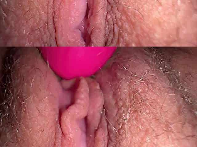 Slow motion close up cunt masturbation with toy, cunt juice and climax