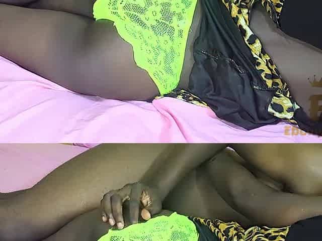 An Afro pair shares moments, culminating in her climaxing.