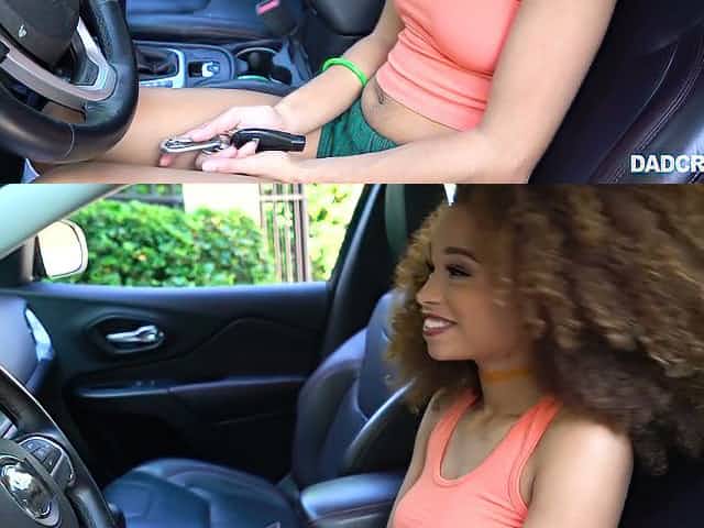 Hilarious pretty curly GF Cecilia Lion wanna get pussy fingered in the car