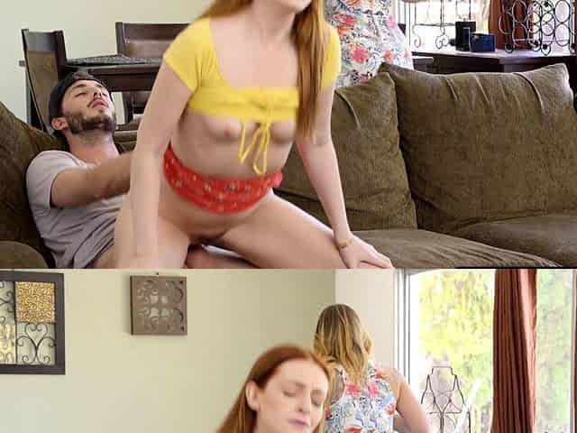 Horny redhead teen fuck big dick stepbro