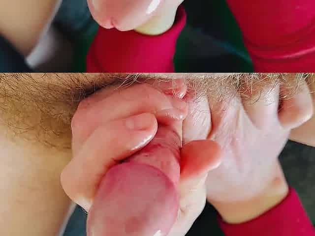 Tugjob then Footjob. Massive cum ropes!