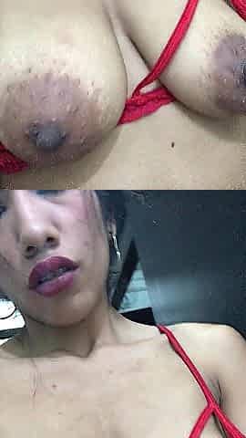 sexy brunette hair films her bazookas and fingers her vagina in her room