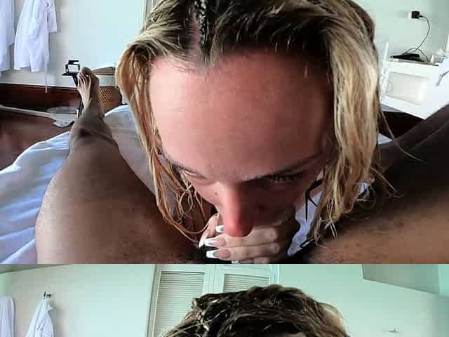 Blonde mature gives a great pov amateur blowjob