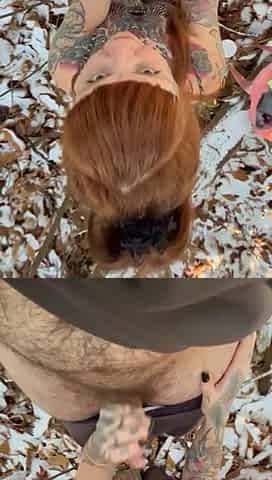 Snowy Outdoor Blowjob & Sex Tape