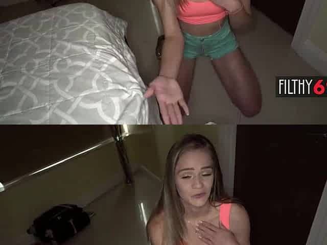 Hawt sweetheart gets on her knees and literally implores her stepbrother to screw her