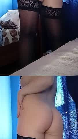 Hot Young Girl Nude in Stockings Fucks Herself with a Dildo in an Amateur Video