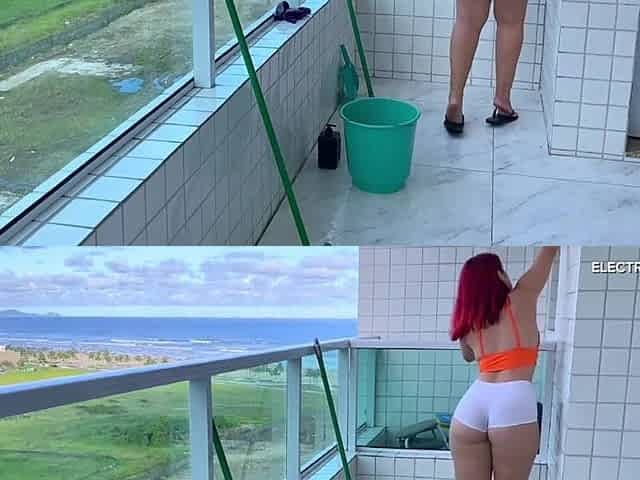 I hired this maid to clean and I had a surreal bang