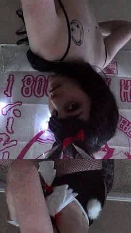 Brunette in stocking playing pussy in solo
