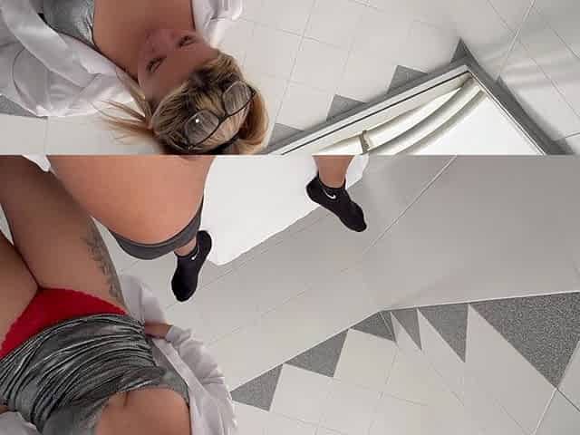 Vip Service. the Nurse Took a Semen Sample From a Client with Her Tongue
