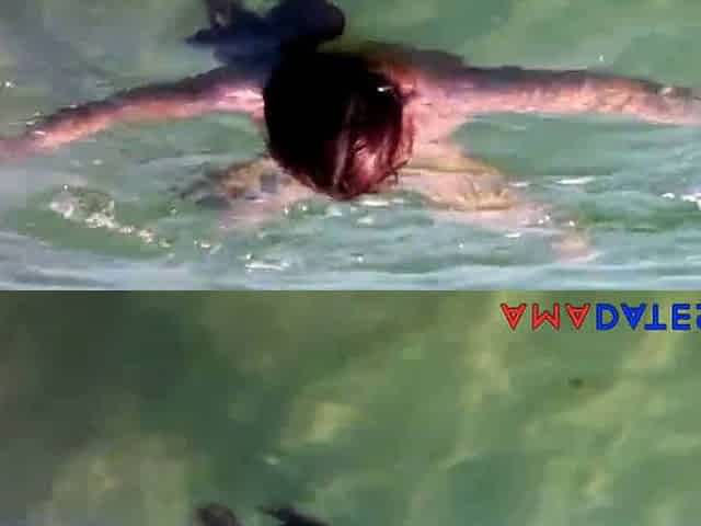 Naked Swimming MILF at the Beach