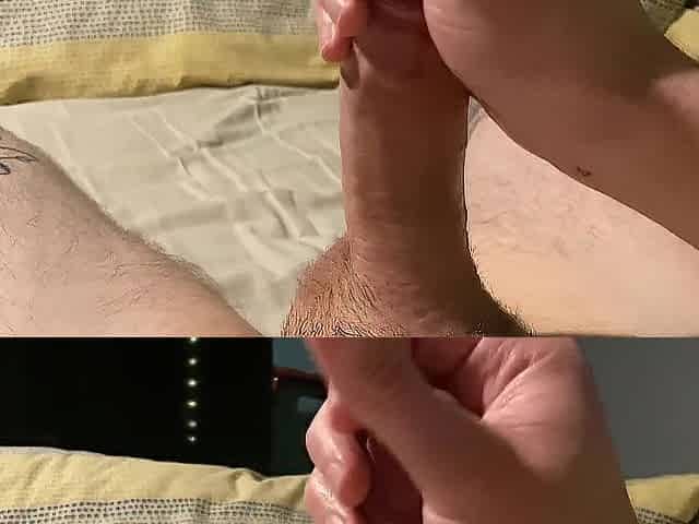 Close Up Solo Amateur Tugjob with Precum and Jizz flow