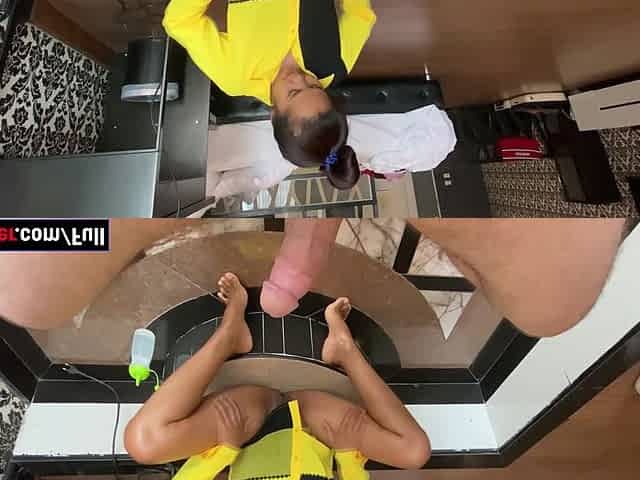 Thai MILF housewife POV handjob and blowjob for her husband