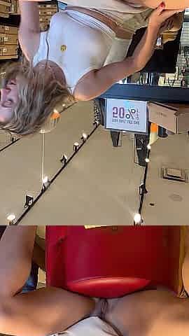 UPSKIRT No Pants Trying on Shoes at a Store