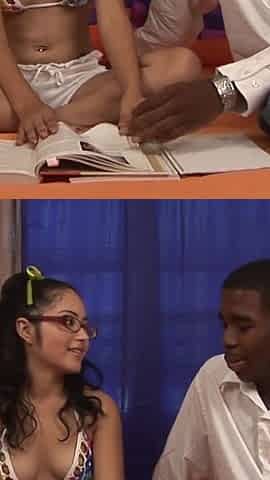 Blowjob seance and nice deepthroat from the nasty teen for the BBC dude